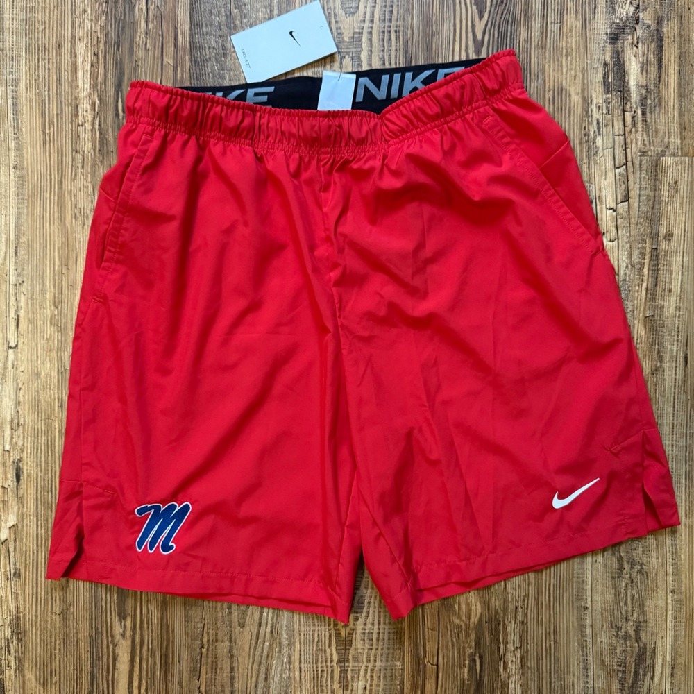 NWT Nike Dri-FIT Shorts Mens Large Red Ole Miss Rebels Training Athletic NEW! - Picture 1 of 8